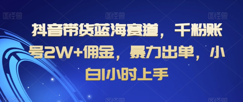 抖音带货蓝海赛道，千粉账号2W+佣金，暴力出单，小白1小时上手【揭秘】-逐浪前行