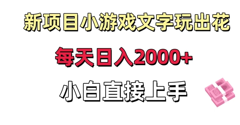 新项目小游戏文字玩出花日入2000+，每天只需一小时，小白直接上手【揭秘】-逐浪前行