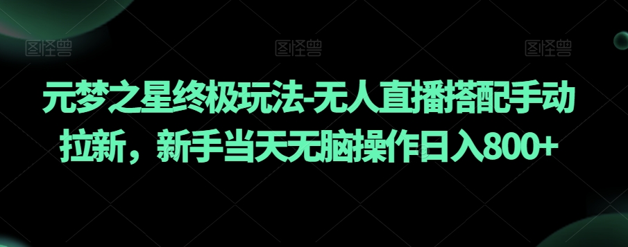 元梦之星终极玩法-无人直播搭配手动拉新，新手当天无脑操作日入800+【揭秘】-逐浪前行