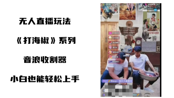 打海椒无人直播整蛊项目，小白轻松上手撸音浪收割器-逐浪前行
