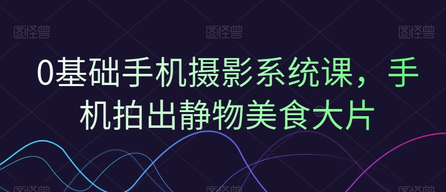 0基础手机摄影系统课，手机拍出静物美食大片-逐浪前行