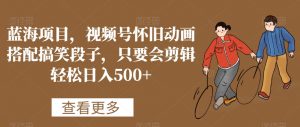 蓝海项目,视频号怀旧动画搭配搞笑段子,只要会剪辑轻松日入500+【揭秘】-逐浪前行