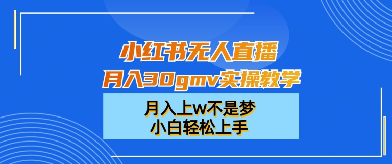小红书无人直播月入30gmv实操教学，月入上w不是梦，小白轻松上手【揭秘】-逐浪前行