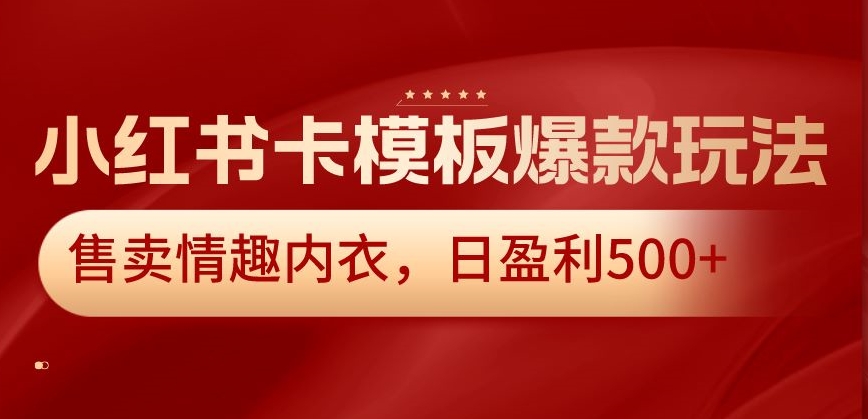 小红书卡模板爆款玩法，售卖情趣内衣，日盈利500+【揭秘】-逐浪前行