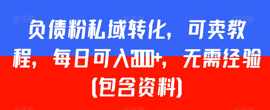 负债粉私域转化，可卖教程，每日可入2000+，无需经验（包含资料）【揭秘】-逐浪前行