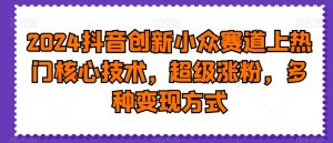2024抖音创新小众赛道上热门核心技术,超级涨粉,多种变现方式【揭秘】-逐浪前行