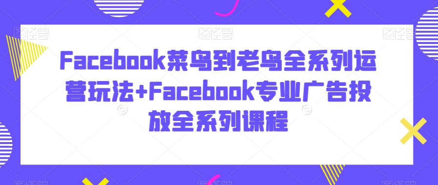 Facebook菜鸟到老鸟全系列运营玩法+Facebook专业广告投放全系列课程-逐浪前行