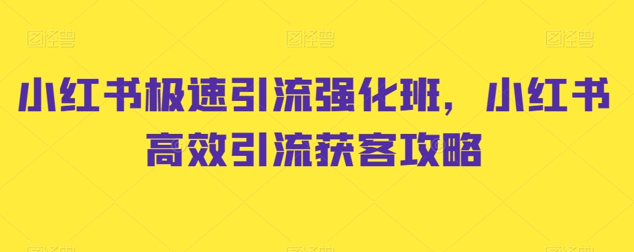小红书极速引流强化班，小红书高效引流获客攻略-逐浪前行