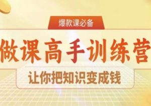 28天做课高手陪跑营,让你把知识变成钱-逐浪前行