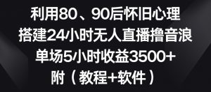 利用80、90后怀旧心理,搭建24小时无人直播撸音浪,单场5小时收益3500+(教程+软件)【揭秘】-逐浪前行