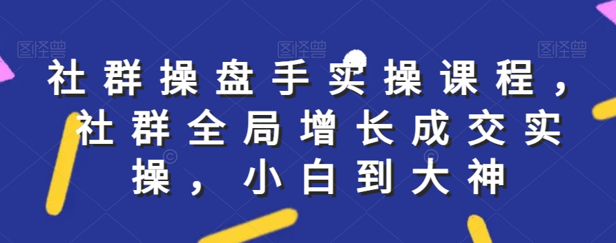 社群实操课程，社群全局增长成交实操，小白到大神-逐浪前行