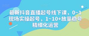 最新抖音直播起号线下课,0~1现场实操起号,1~10+放量稳号精细化运营-逐浪前行