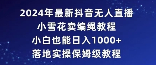 2024年抖音最新无人直播小雪花卖编绳项目，小白也能日入1000+落地实操保姆级教程【揭秘】-逐浪前行