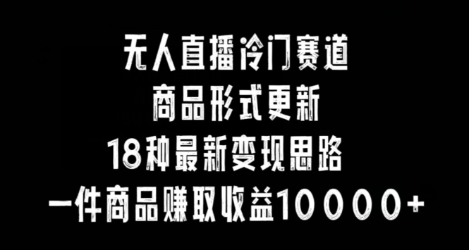 无人直播冷门赛道，商品形式更新，18种变现思路，一件商品赚取收益10000+【揭秘】-逐浪前行
