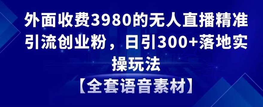 外面收费3980的无人直播精准引流创业粉，日引300+落地实操玩法【全套语音素材】【揭秘】-逐浪前行