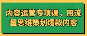 内容运营专项课,用流量思维策划爆款内容-逐浪前行