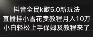 抖音全民k歌5.0新玩法,直播挂小雪花卖教程月入10万,小白轻松上手,保姆及教程来了【揭秘】-逐浪前行