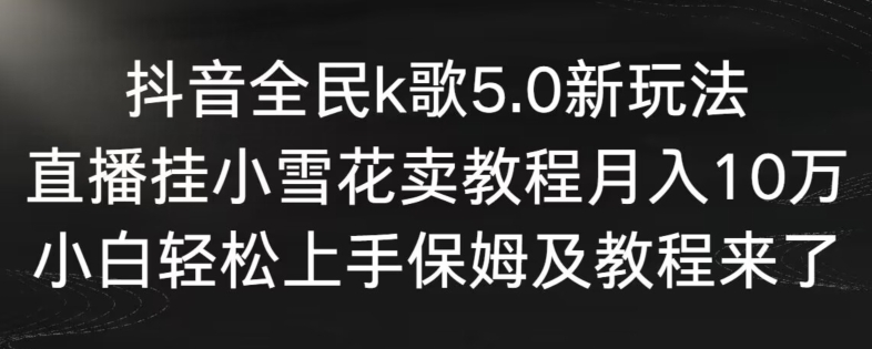 抖音全民k歌5.0新玩法，直播挂小雪花卖教程月入10万，小白轻松上手，保姆及教程来了【揭秘】-逐浪前行
