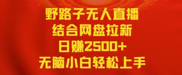 野路子无人直播结合网盘拉新，日赚2500+，小白无脑轻松上手【揭秘】-逐浪前行