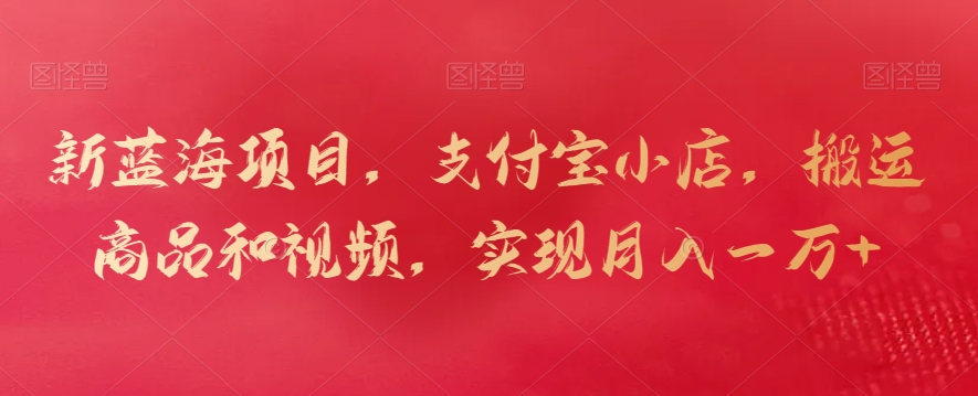 新蓝海项目，支付宝小店，搬运商品和视频，实现月入一万+【揭秘】-逐浪前行