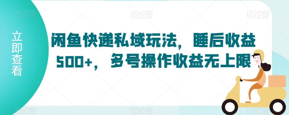 闲鱼快递私域玩法，睡后收益500+，多号操作收益无上限【揭秘】-逐浪前行