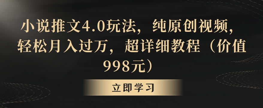 小说推文4.0玩法，纯原创视频，轻松月入过万，超详细教程（价值998元）【揭秘】-逐浪前行