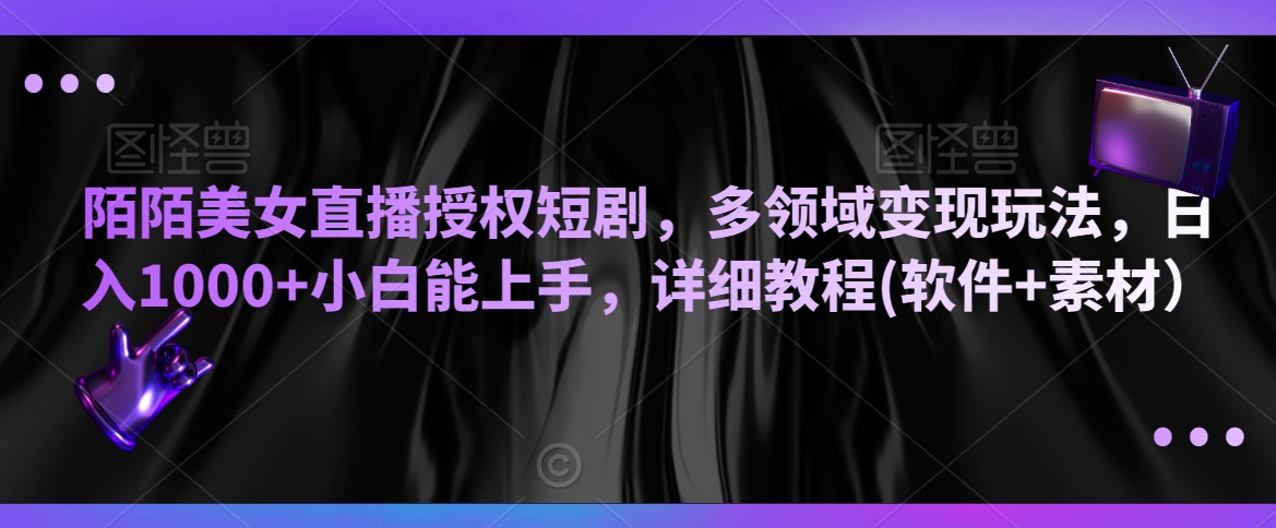 陌陌美女直播授权短剧，多领域变现玩法，日入1000+小白能上手，详细教程(软件+素材）【揭秘】-逐浪前行