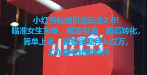 小红书私域引流玩法2.0！瞄准女生市场，精准引流，超高转化，简单上手【揭秘】-逐浪前行