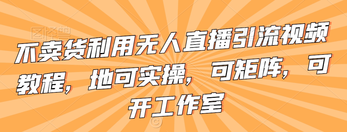 不卖货利用无人直播引流视频教程，地可实操，可矩阵，可开工作室【揭秘】-逐浪前行