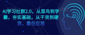AI学习社群2.0,从菜鸟到学霸,夯实基础,从干货到硬货,重在应用-逐浪前行