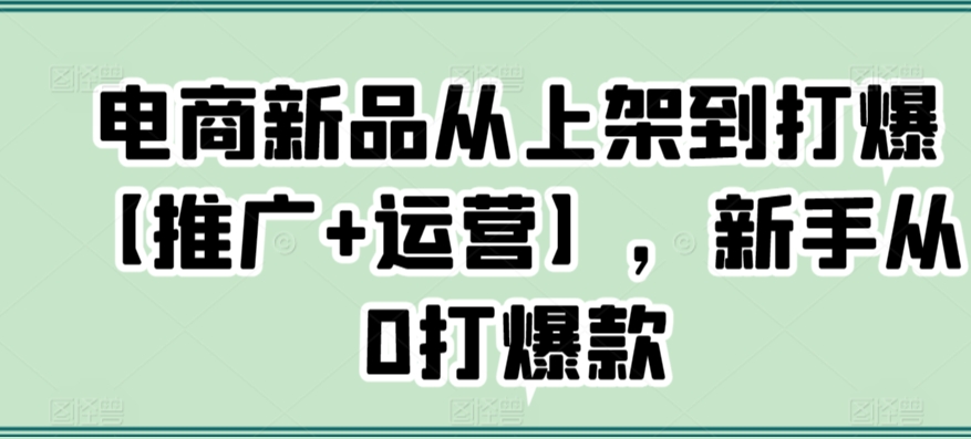 电商新品从上架到打爆【推广+运营】，新手从0打爆款-逐浪前行