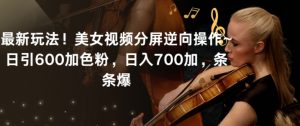 最新玩法！美女视频分屏逆向操作~日引600加色粉，日入700加，条条爆【揭秘】-逐浪前行