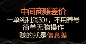 中间商赚差价，一单纯利润30+，简单无脑操作，赚的就是信息差，轻轻松松日入1000+【揭秘】-逐浪前行