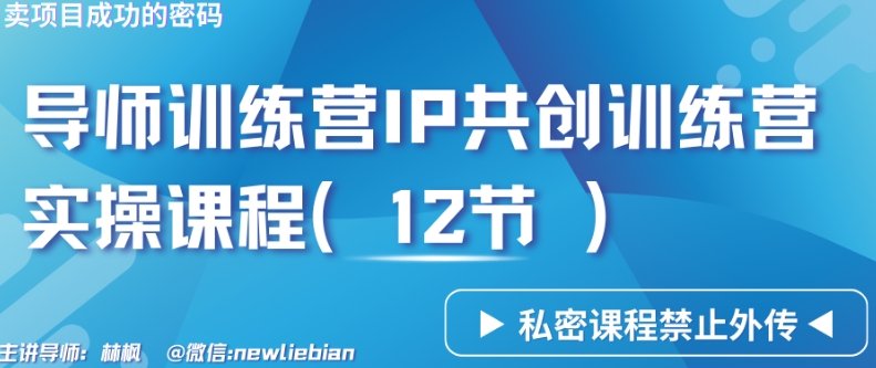导师训练营3.0IP共创训练营私密实操课程（12节）-卖项目的密码成功秘诀【揭秘】-逐浪前行