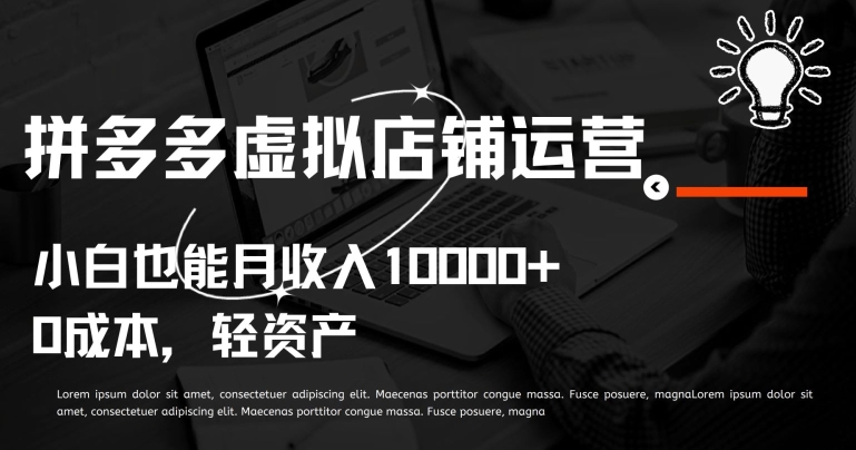 拼多多虚拟店铺运营小白也能月收入10000+【揭秘】-逐浪前行