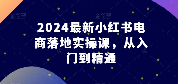 2024最新小红书电商落地实操课，从入门到精通-逐浪前行
