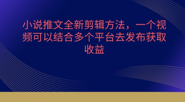 小说推文全新剪辑方法，一个视频可以结合多个平台去发布获取【揭秘】-逐浪前行