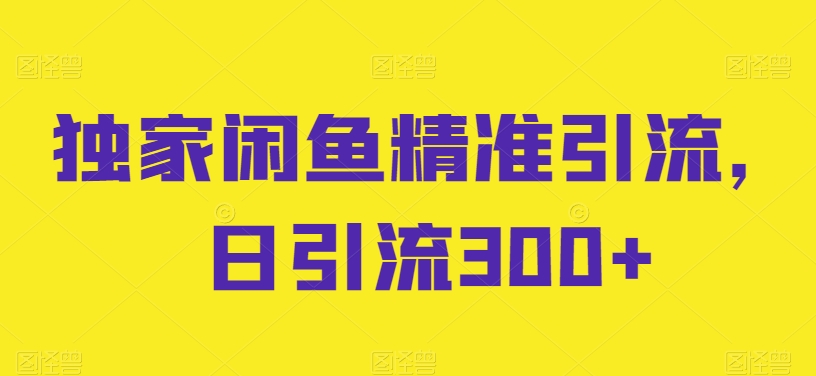 独家闲鱼精准引流，日引流300+【揭秘】-逐浪前行