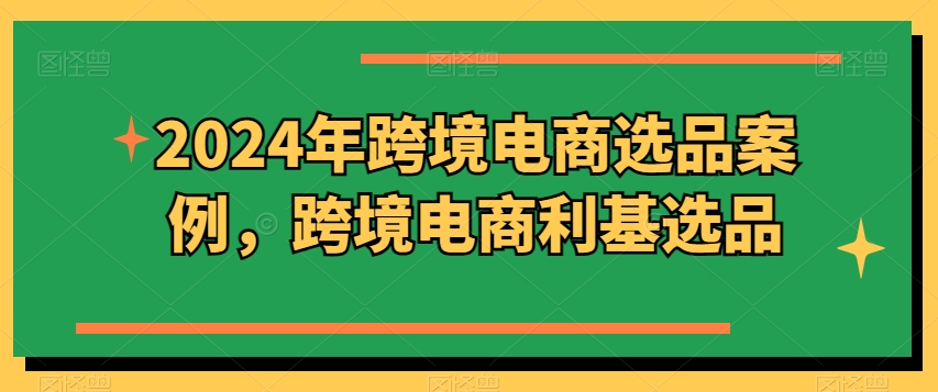 2024年跨境电商选品案例，跨境电商利基选品-逐浪前行