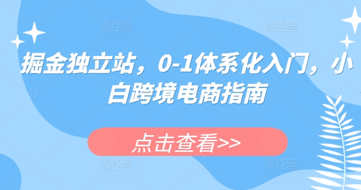 掘金独立站，0-1体系化入门，小白跨境电商指南-逐浪前行
