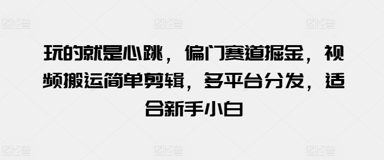 玩的就是心跳，偏门赛道掘金，视频搬运简单剪辑，多平台分发，适合新手小白【揭秘】-逐浪前行