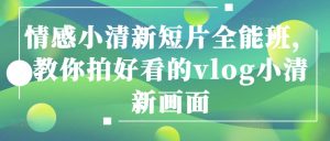 情感小清新短片全能班,教你拍好看的vlog小清新画面-逐浪前行