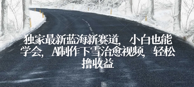 独家最新蓝海新赛道，小白也能学会，AI制作下雪治愈视频，轻松撸收益【揭秘】-逐浪前行
