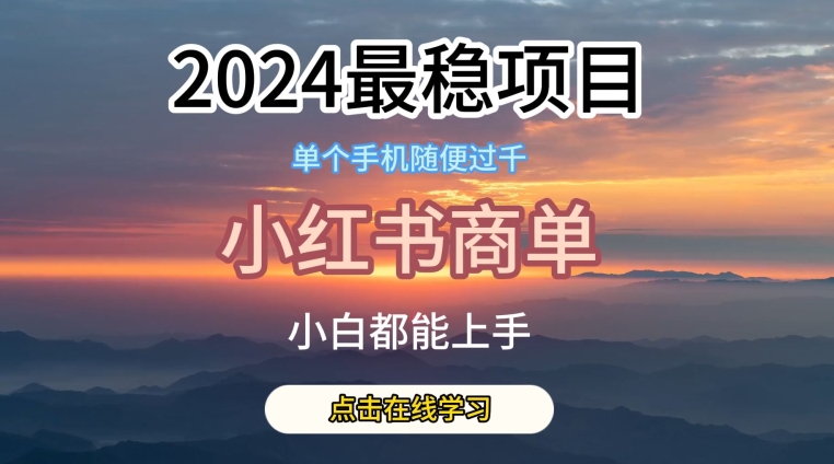 2024最稳蓝海项目，小红书商单项目，没有之一【揭秘】-逐浪前行