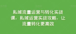 私域流量运营与转化实战课,私域运营实战攻略,让流量转化更高效-逐浪前行