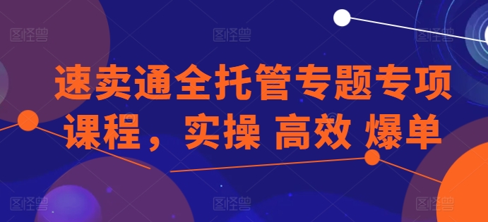 速卖通全托管专题专项课程，实操 高效 爆单-逐浪前行