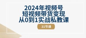 2024年视频号短视频带货变现从0到1实战私教课(31节视频课)-逐浪前行