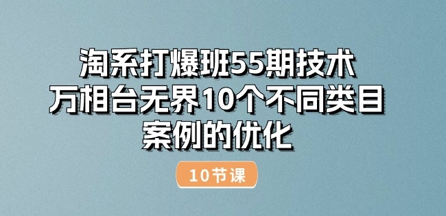 淘系打爆班55期技术：万相台无界10个不同类目案例的优化(10节)-逐浪前行