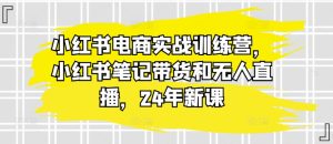 小红书电商实战训练营,小红书笔记带货和无人直播,24年新课-逐浪前行