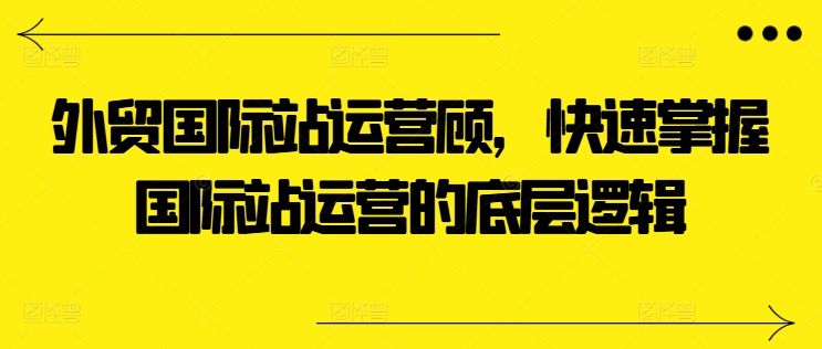 外贸国际站运营顾问，快速掌握国际站运营的底层逻辑-逐浪前行
